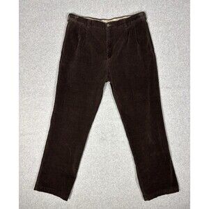 Roundtree & Yorke Men’s Corduroy Pants Rich Brown Pleat Front 36x32